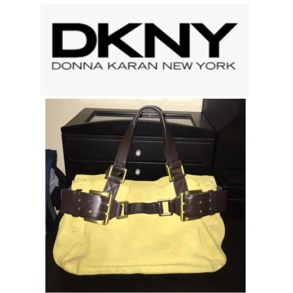 LAST CHANCE DKNY vintage yellow suede purse - Picture 3 of 5